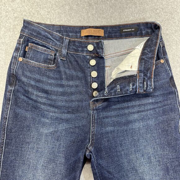 Judy Blue Jeans Women’s 7/28 Straight Fit Dark Wash Button Fly Stretch JB88598 - Picture 3 of 15